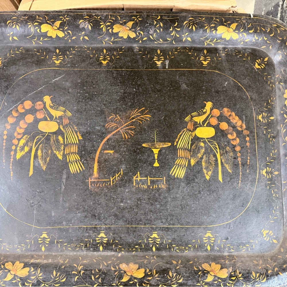 Antique Black and Gold Decorative Tray
